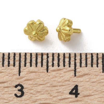 真鍮ヒートンキャップ  長持ちメッキ  ラックめっき  花  ゴールドカラー  4.2x4.5x5mm&nbsp;KK-R215-01G-01-1