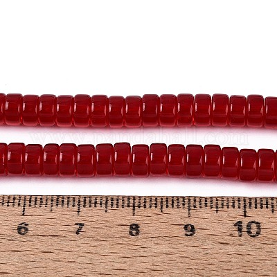 透明ガラスビーズ連売り  フラットラウンド  暗赤色  8~8.5x4~4.5mm  穴：0.7~1mm  約95~100個/連  14.57~15.35''（37~39センチメートル）&nbsp;GLAA-N026-4x8mm-T01-1