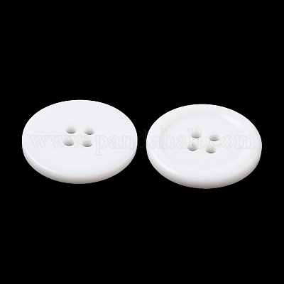 樹脂ボタン  染め  フラットラウンド  ホワイト  25x3mm  穴：2mm  98個/袋&nbsp;RESI-D030-25mm-01-1