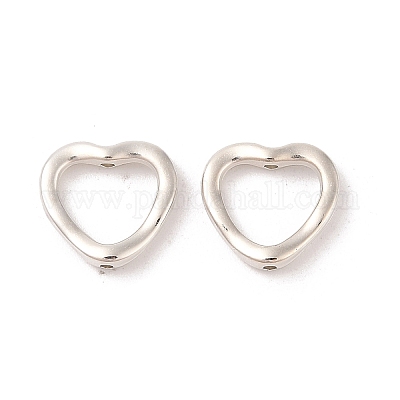 Ccbプラスチックビーズフレーム  ハート  プラチナ  13x14x3mm  穴：1.4mm  内径：8x9mm&nbsp;CCB-N006-49P-1