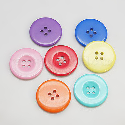 樹脂ボタン  染め  フラットラウンド  ミックスカラー  20x3mm&nbsp;RESI-D033-20mm-M-1