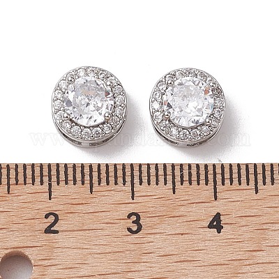 Brass Micro Pave Clear Cubic Zirconia Beads&nbsp;KK-K360-11P-1