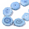 Electroplated Natural Quartz Beads Strands, Solar Quartz, Dyed, Flower, Light Sky Blue, 12~25x12~25x5mm, Hole: 1.2mm, about 8~10pcs/strand, 7.87 inch(20cm)