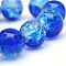 Baking Paint Crackle Glass Beads Strands, Round, Blue, 4mm, Hole: 1.1~1.3mm, about 200pcs/strand, 31.4 inch