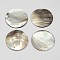 Flat Round Black Lip Shell Pendants, Mixed Color, 35~36x1~2mm, Hole: 1mm