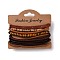 Multi-strand Bracelets, Stackable Bracelets, with Imitation Leather, Waxed Cotton Cord, Wooden Bead, Hemp Rope and Coconut Shell, Dark Orange, 60mm(2-3/8 inch), 5 strands/set