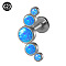 G23 Titanium Threadless Labrets, with Imitation Opal, Stainless Steel Color, Horn, 6mm, Pin: 1.2mm