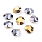 Pointed Back & Back Plated Glass Rhinestone Cabochons, Grade A, Faceted, Flat Round, Dorado, 8x4.5mm