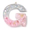 Resin Pendants, with Shell & Paillette & Gloden Alloy Loop, Letter A~B, Letter G, 42~44x11.5~57x7.5~8.5mm, Hole: 2mm