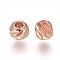 Brass Spacer Beads, Fancy Cut, Rondelle, Rose Gold, 3.5x3mm, Hole: 1.5mm