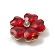 合金カボション  ガラスラインストーン付き  淡い金色  花  レッド  19x19x5.5mm&nbsp;GLAA-B010-03KCG-07-3