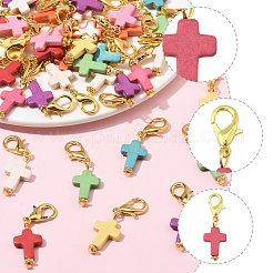80Pcs Synthetic Turquoise Cross Pendant Decorations&nbsp;HJEW-FS00038