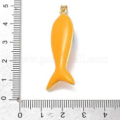 海で染めた合成ターコイズのペンダント  真鍮エナメルの魚のチャーム  18KGP本金メッキ  長持ちメッキ  ラックめっき  鉛フリー＆カドミウムフリー  オレンジ  44x15x8.5mm  穴：5x3mm&nbsp;GG-CBA6980-12G-B