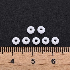 不透明なアクリルビーズ  ラウンド  ホワイト  4x3mm  穴：1.6mm  約1500個/50g&nbsp;X-MACR-S371-11-A01