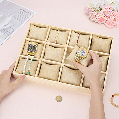 12 Grids Wood Watch Display Trays with Pillows&nbsp;BDIS-WH0008-18