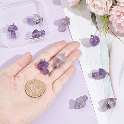 10個の天然アメジストペンダント  ステンレススチール製のベールスナップ付き  きのこ型  24~25x16mm  穴：5x3mm&nbsp;G-UN0001-18B