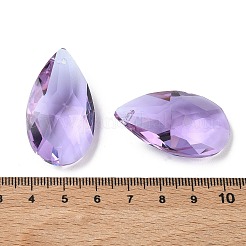ガラスチャーム  ティアドロップチャーム  多面カット  ライラック  38x22x13mm  穴：1.5mm&nbsp;GLAA-I062-01J