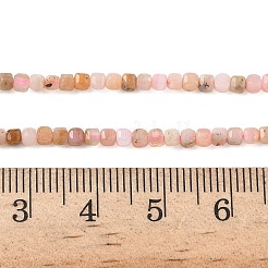 天然石ピンクオパールビーズ連売り  ファセットテーブルカットキューブビーズ  2.5~3x2~3x2~2.5mm  穴：0.6mm  約164~166個/連  15.28''~15.43''（38.8~39.2センチメートル）&nbsp;G-Z104-C01-2mm