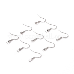 変色しにくい304ステンレススチール製ピアスフック  水平ループ付き  ステンレス鋼色  22mm  穴：2mm  21ゲージ  ピン：0.7mm&nbsp;LS-STAS-S105-JN469-1