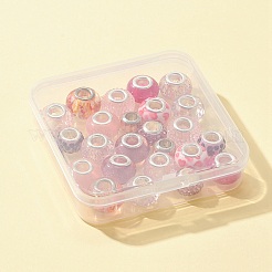 24スタイルのヨーロピアンビーズ12個。  アクリル & ガラス & ステンレス & レジン & ポリマークレイ ラインストーン 大穴ビーズ  ロンデル  プラム  10~15x7~11mm  穴：5mm  2個/スタイル&nbsp;DIY-FS0003-45