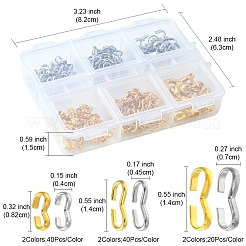 6スタイルの鉄、304ステンレス鋼、真鍮クイックリンクコネクター  ナンバー3型  ミックスカラー  8.2~14x4~7x1mm  200個/箱&nbsp;IFIN-FS0001-26