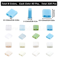 320Pcs 8 Colors 2-Hole Opaque Glass Seed Beads&nbsp;SEED-SC0001-15B