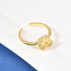 Brass Micro Pave Cubic Zirconia Cuff Rings for Women&nbsp;RJEW-B153-03G