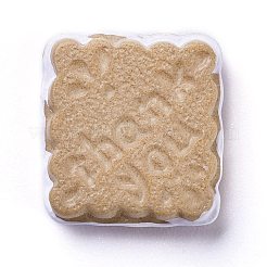 樹脂カボション  thank youの文字  淡い茶色  24.5x24x5mm&nbsp;RESI-Z002-08