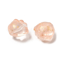 透明ガラスビーズ  足跡  グリッターパウダー付き  オレンジ  12x13x8mm  穴：0.9mm  803個/ 1000g&nbsp;GLAA-D304-02H