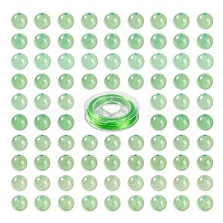 100個8mmナチュラルグリーンアベンチュリンラウンドビーズ  10mの弾性水晶糸付き  DIYストレッチブレスレット作成キット用  8mm  穴：1mm&nbsp;DIY-LS0002-11