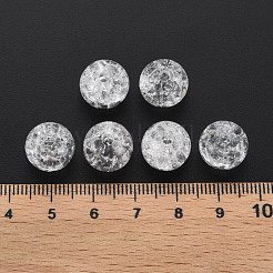 クリアクラックアクリルビーズ  ラウンド  ホワイト  12x11mm  穴：2mm  約566個/500g&nbsp;MACR-S373-66A-N12
