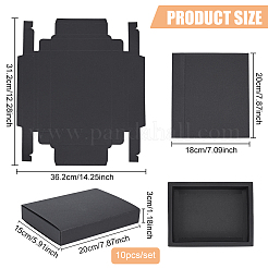 クラフト紙の折りたたみボックス  引き出しボックス  長方形  ブラック  完成品：20x15x3cm&nbsp;CON-WH0010-01K-D