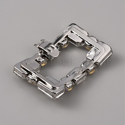 合金のラインストーンの靴の装飾  取り外し可能な靴のバックル クリップ  長方形  クリスタル  62x45x12mm&nbsp;AJEW-WH0248-222