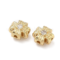 Brass Clear Cubic Zirconia Beads&nbsp;KK-D228-14G