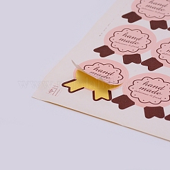 PVCラベル紙ステッカー  フラットラウンド  ピンク  17x12.5x0.01cm  ステッカー：35x27mm  15pcs /シート&nbsp;DIY-WH0190-67