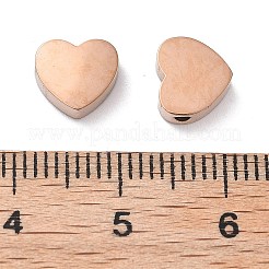 イオンプレーティング（IP）304ステンレスビーズ  ハート  ローズゴールド  7x8x2.5mm  穴：1.5mm&nbsp;STAS-P375-01LG