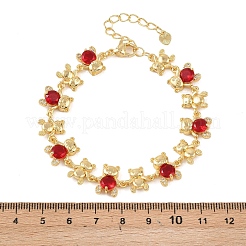 Bear Brass Micro Pave Cubic Zirconia Link Chain Bracelets for Women&nbsp;BJEW-K248-05G-06