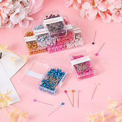 8箱8色の鉄ピン  プラスチックヘッド付き  コサージュピン  洋裁ピン  ミックスカラー  40x4.2mm  1箱/色&nbsp;TOOL-TA0001-05
