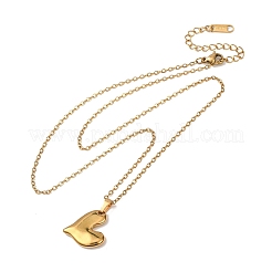 304 Stainless Steel Heart Pendant Cable Chain Necklaces for Men Women&nbsp;NJEW-K308-02C-G