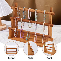 3-Tier Wooden Bracelet Organizer Display Riser Stands&nbsp;ODIS-WH0030-277A