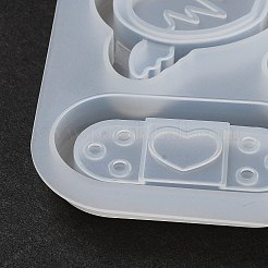 医療テーマシェーカー金型  DIY流砂ジュエリーシリコンモールド  レジン型  UVレジン用  エポキシ樹脂ジュエリー作り  心臓と絆創膏と注射器の形  ホワイト  118x118x11mm  内径：63~89x31~59mm&nbsp;DIY-P074-05A