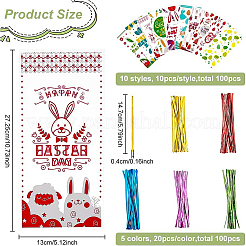 100Pcs 10 Styles OPP Plastic Storage Bags&nbsp;AJEW-BC0003-57