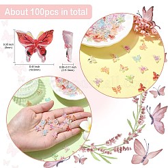 100個 10スタイルの蝶の樹脂カボション  ネイルアートアクセサリー装飾  ミックスカラー  9x10.5x2.5~3mm  10個/スタイル&nbsp;MRMJ-CJ0001-17