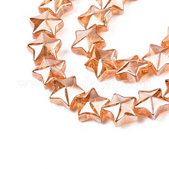 メッキガラスビーズ連売り  パール光沢メッキ  スター  砂茶色  11.5~12.5x13x7mm  穴：1mm  約55~56個/連  23.62インチ〜25.20インチ（60~64cm）&nbsp;EGLA-S188-18-A03