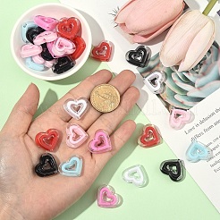 30PCSアクリルビーズ  二層ビーズ  ハート  レッド  19.5x23x6mm  穴：3mm&nbsp;SACR-YW0001-80A
