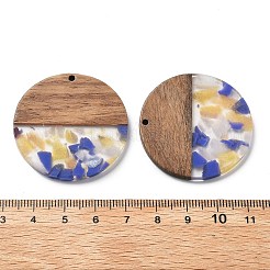 樹脂とクルミのペンダント  フラットラウンド  淡黄色  38x2.5mm  穴：2mm&nbsp;FIND-R051-05C