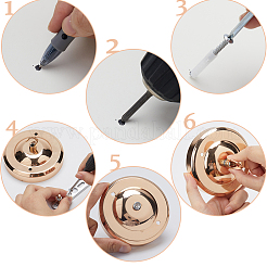 鉄製照明器具天井キャノピーキット  ネジ付き  ハンガーフックとプラスチックの付属品  フラットラウンド  ブラック  104x26mm  穴：6mm＆12mm&nbsp;FIND-WH0110-616B
