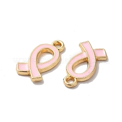 合金エナメルチャーム  ゴールドカラー  アウェアネス リボン チャーム  ミスティローズ  17x10x2mm  穴：1.6mm&nbsp;ENAM-D043-04G-07