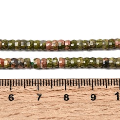 天然ユナカイト平石ビーズ連売り  ファセットロンデル  4x2.5mm  穴：0.9mm  約151~155個/連  14.57''~14.96''（37~38センチメートル）&nbsp;G-A299-A10-01