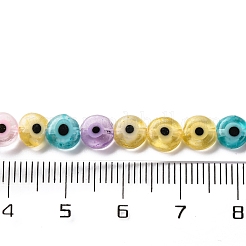 手作りナザールボンジュウランプワークビーズ連売り  フラットラウンド  カラフル  6x2.5mm  穴：0.8mm  約65個/連  14.37''（36.5センチメートル）&nbsp;LAMP-G164-10A